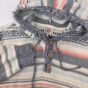 Faherty Baja Hoodie Mens XL Multi Color Striped Organic Cotton Henley